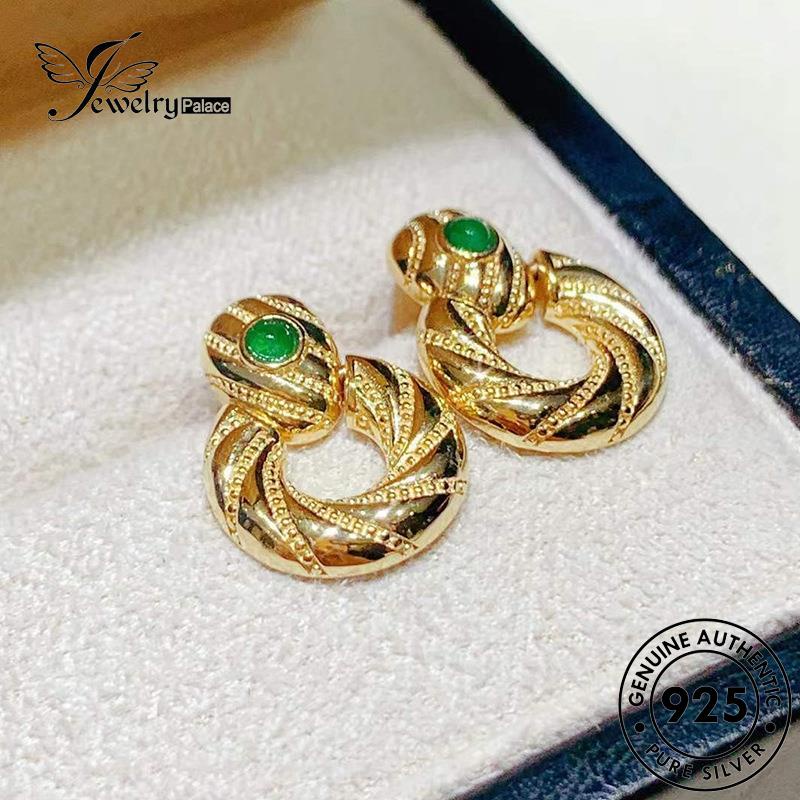 Jewelrypalace Anting Perak Tusuk Wanita Asli Serpentine Gold Emerald925 E1260