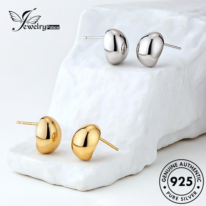 Jewelrypalace Anting Kacang Wanita Perak Asli Emas Kecil Perak925 Stud E1316