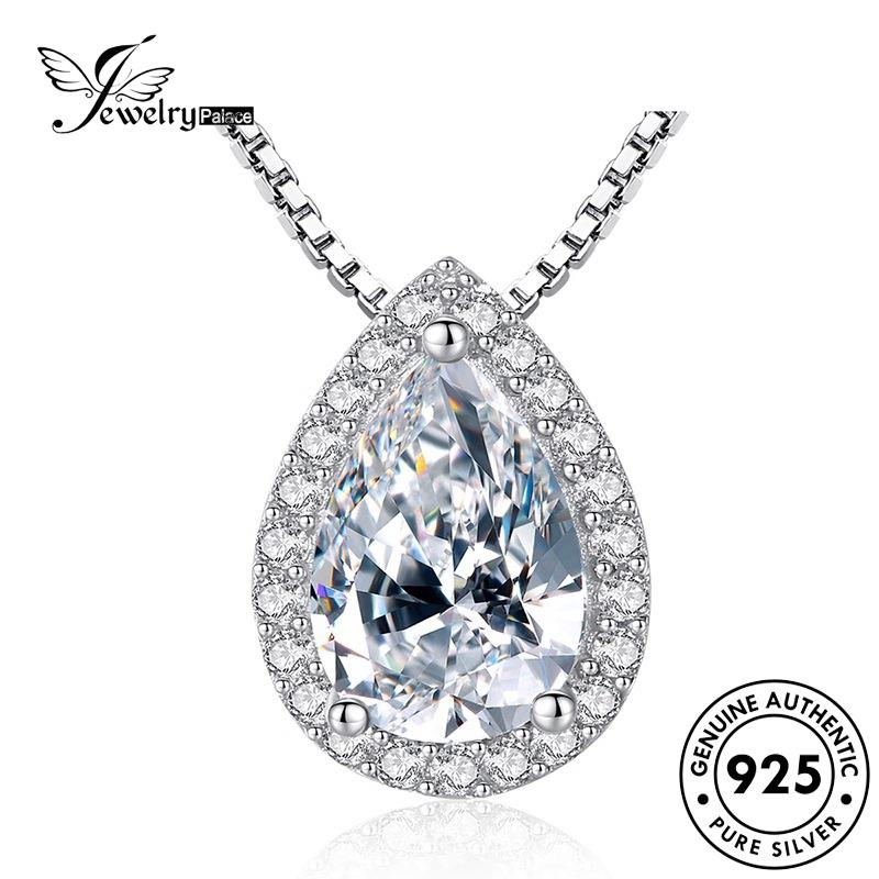 Jewelrypalace Perak Drop Asli Wanita925 Kalung Berlian Moissanite Fashion N68