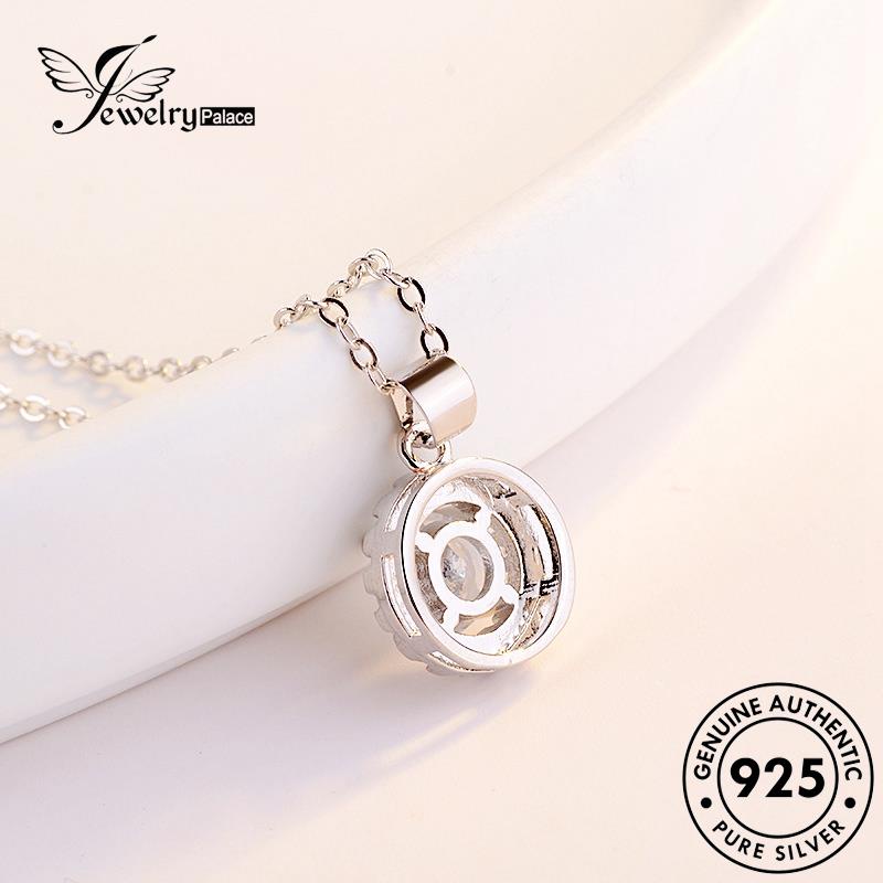 Jewelrypalace Berlian Perak925 Bulat Moissanite Fashion Asli Wanita Kalung N144