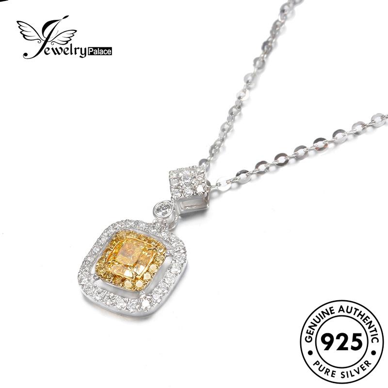 Jewelrypalace Berlian Asli Fashion Kalung Wanita925 Perak Citrine Square N151