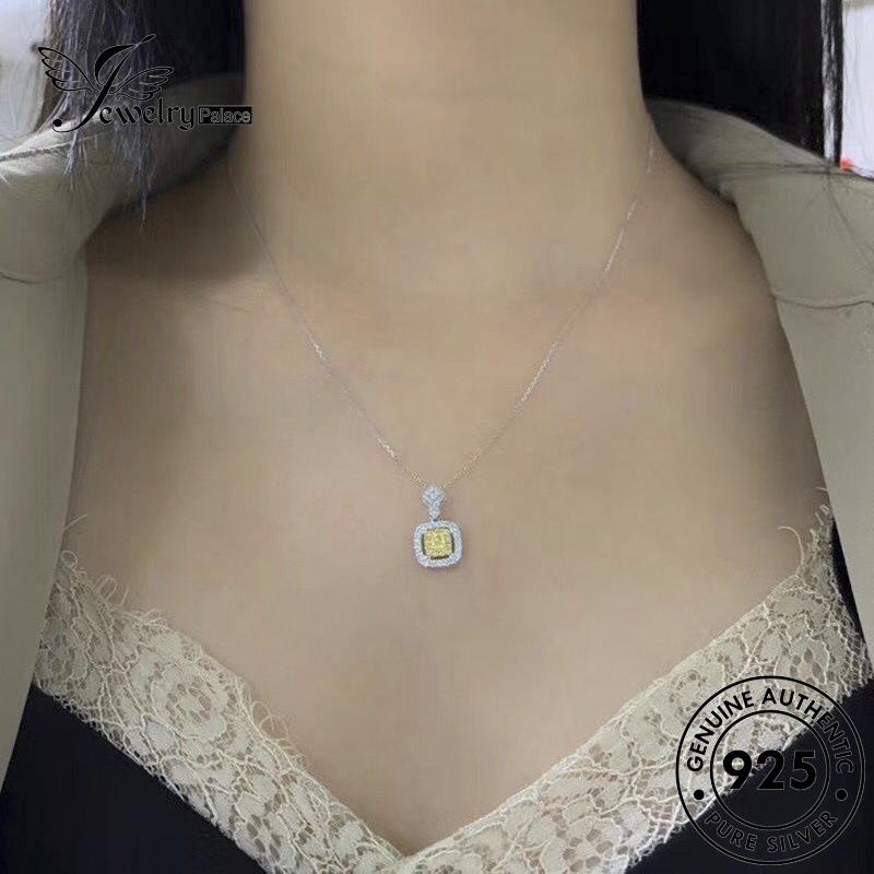 Jewelrypalace Berlian Asli Fashion Kalung Wanita925 Perak Citrine Square N151