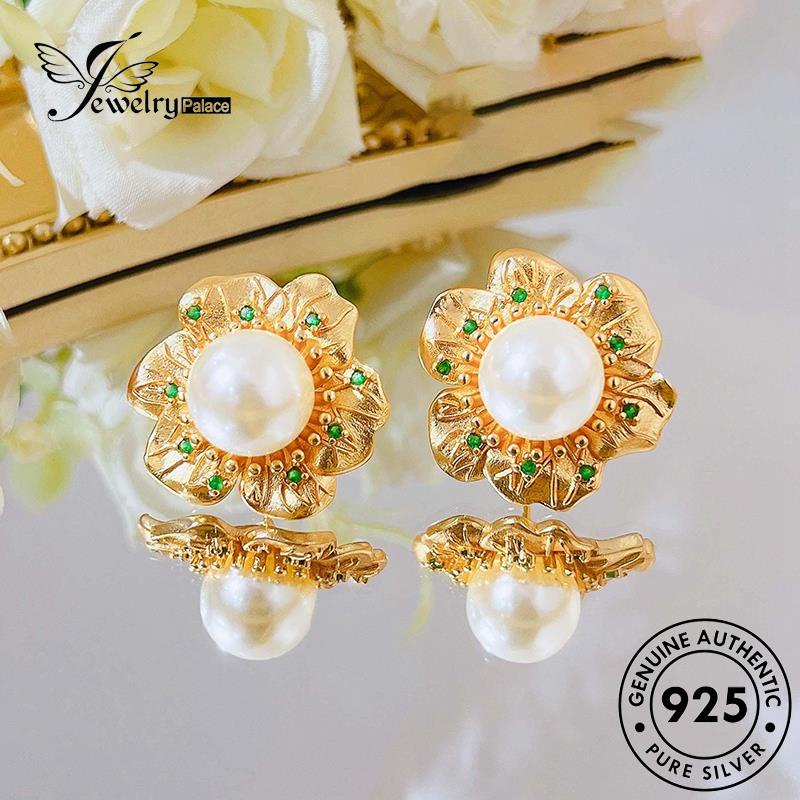 Jewelrypalace Bunga925Asli Anting Wanita Mutiara Perak The Stud E1308