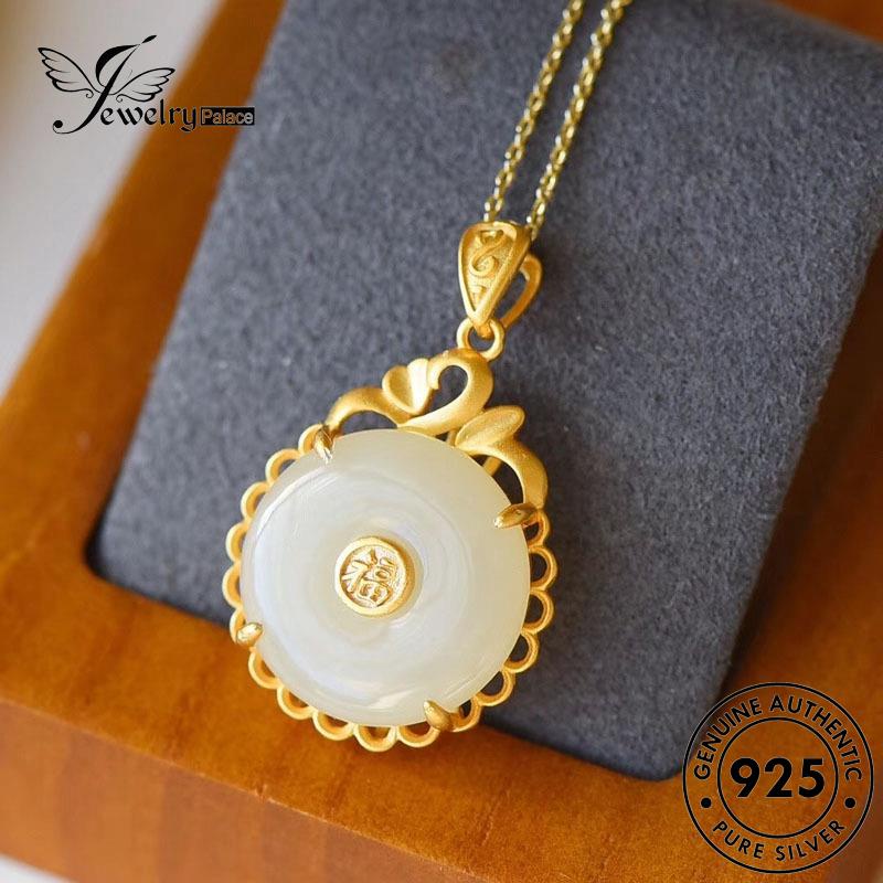 Jewelrypalace Perak Giok925 Asli Cincin Retro Wanita Kalung N200