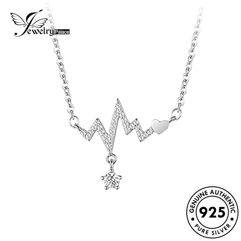 Jewelrypalace Kalung Moissanite Fashion925 Perak Berlian Wanita Detak Jantung Original N652