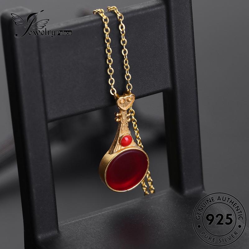 Jewelrypalace Giok Wanita925 Retro Perak Gold Bulat Kalung Asli N663