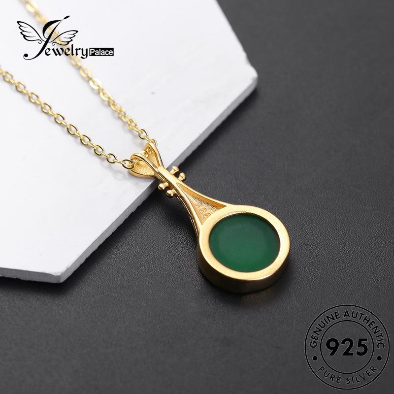 Jewelrypalace Giok Wanita925 Retro Perak Gold Bulat Kalung Asli N663