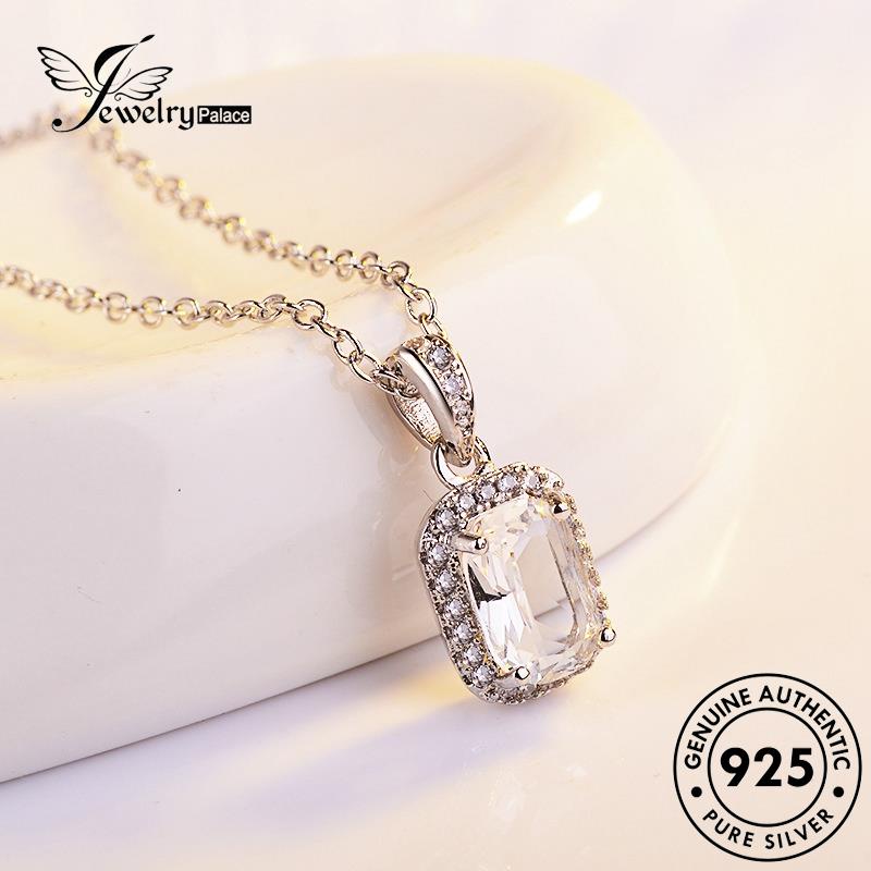 Jewelrypalace Kalung Simple Asli925 Emas Wanita Square Citrine Silver Berlian N743