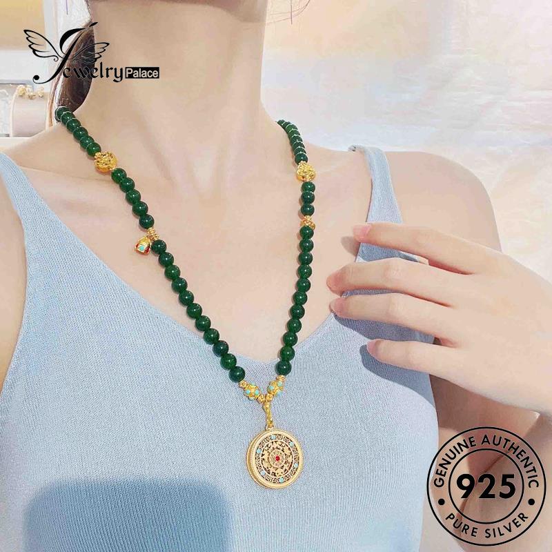 Jewelrypalace Kalung Zamrud Perak Medali925 Wanita Kreatif Asli N1117