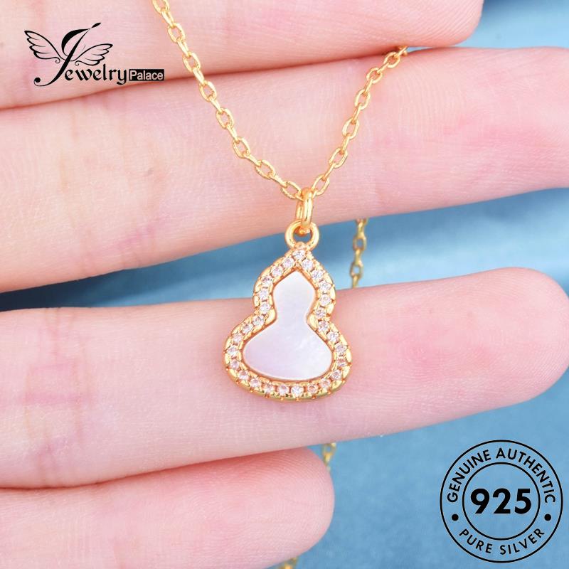 Jewelrypalace925 Kalung Wanita Fashion Giok Perak Labu Emas Asli N1175