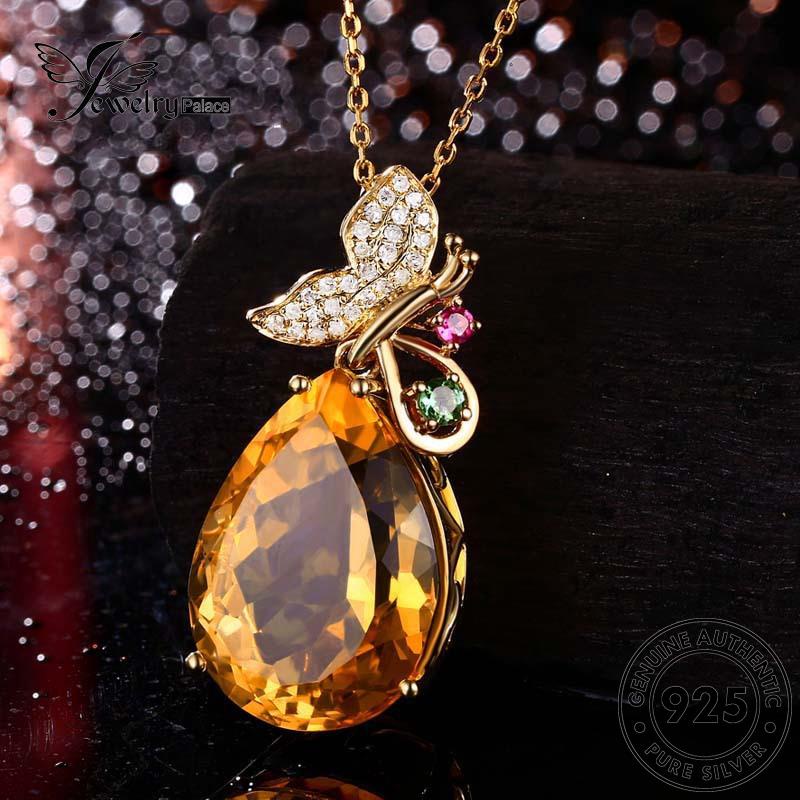 Jewelrypalace Kalung Perak Asli Wanita Kreatif Citrine Butterfly925 N1176