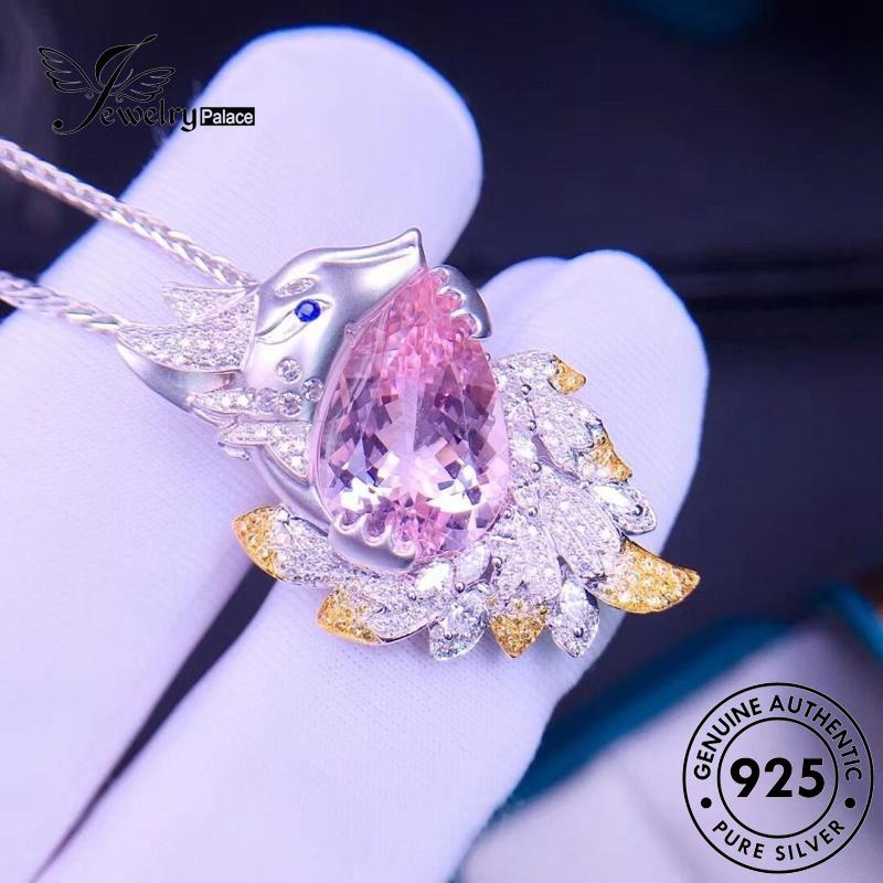 Jewelrypalace Kalung Perak Wanita Berlian Rubah Kreatif Pink Ekor Sembilan Asli925 Kristal N1199