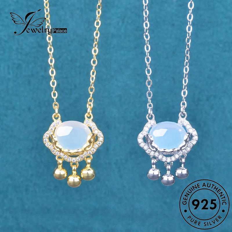 Jewelrypalace Silver Moonstone Kalung Fashion Wanita Asli Kunci Panjang Umur925 Gold N1256