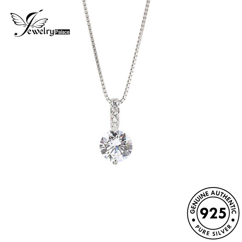 Jewelrypalace Moissanite Berlian Asli Kalung Simple Wanita925 Perak N1355