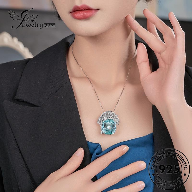 Jewelrypalace Kalung Sapphire Bulu Wanita Perak925 Asli Mewah N1376