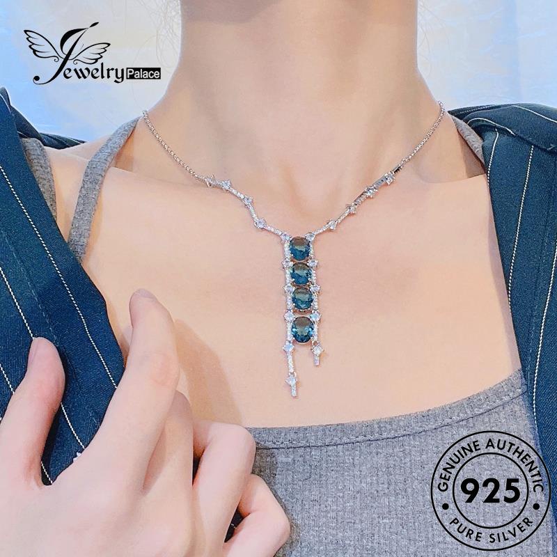 Jewelrypalace Sapphire Perak925 Wanita Elegan Rumbai Kalung Asli N1335