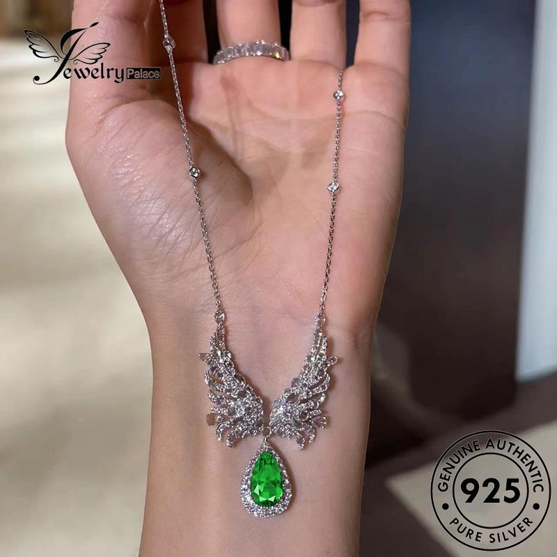 Jewelrypalace Wanita Emerald Asli Perak925 Kalung Sayap Modis N1339