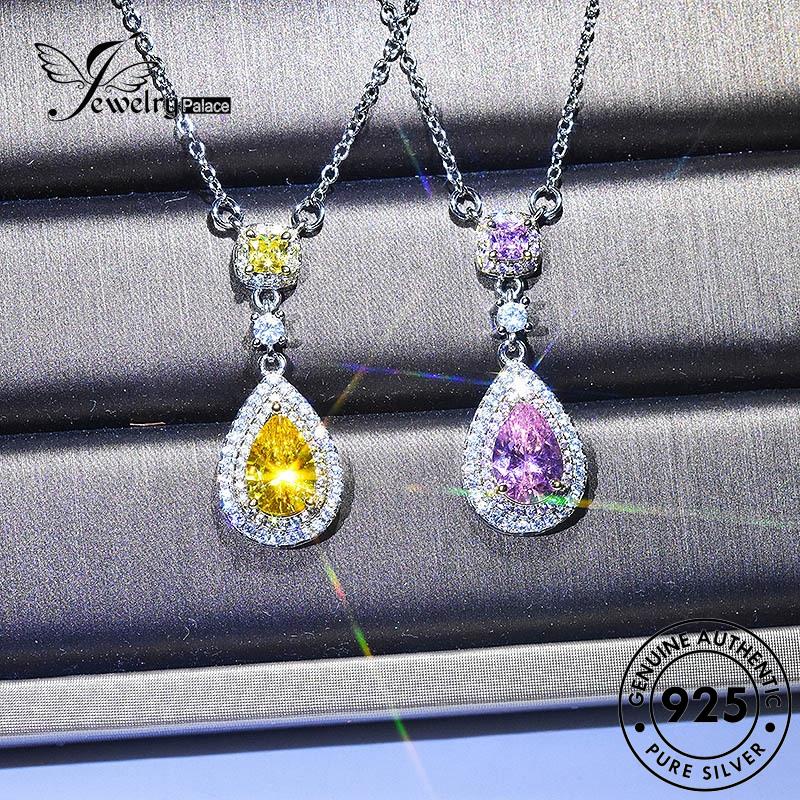 Jewelrypalace Amethyst Wanita Asli Perak Air Indah Tetes Kalung925 N1485