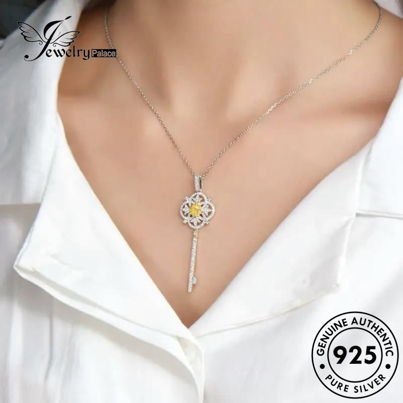 Jewelrypalace Citrine Fashion Wanita Perak Asli Kalung Kunci925 N1403