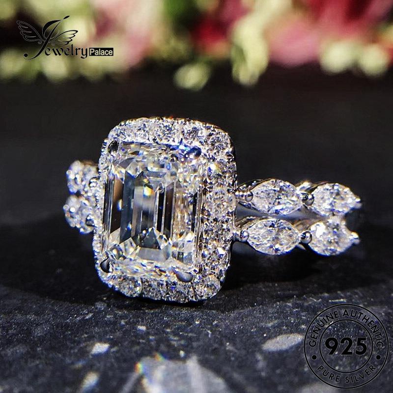 JEWELRYPALACE Moissanite Silver Sterling Silver Perak Nikah Square Asli 925 Murni Original Wanita Cincin Kawin Column Diamond Perhiasan Fashion korea Aksesori R71