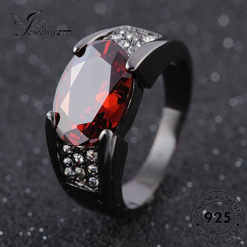 JEWELRYPALACE Gold Silver Aksesori Wanita Perak Asli 925 Ruby Sterling Silver Perhiasan Murni Oval Kawin Cincin Original korea Nikah Creative R82