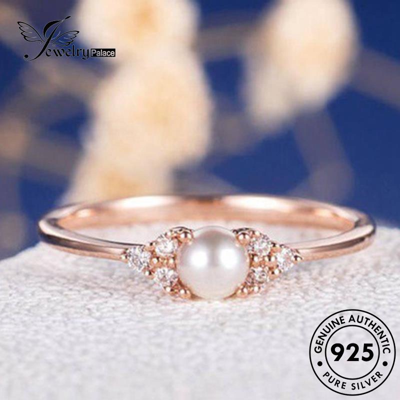 JEWELRYPALACE Sterling Nikah Asli Wanita korea Murni 925 Cincin Silver Perak Pearl Gold Original Silver Kawin Fashion Perhiasan Aksesori R106