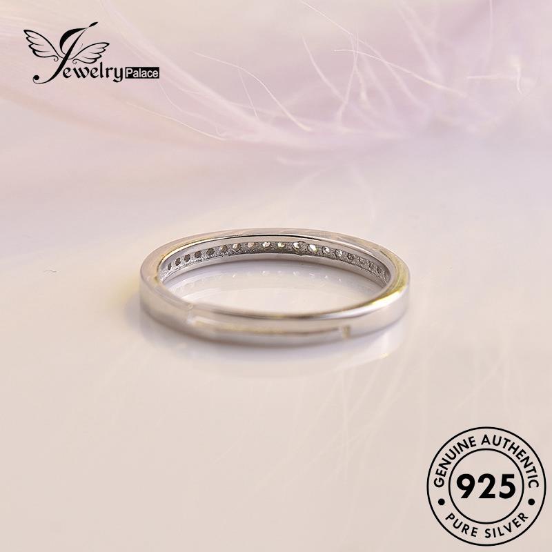JEWELRYPALACE Diamond korea Asli Row Wanita Original Fashion Aksesori Sterling Nikah Kawin Cincin Silver Murni Perhiasan 925 Silver Perak Moissanite R218