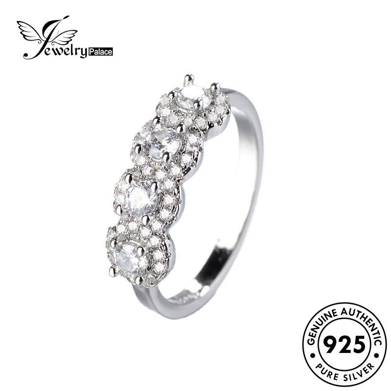 JEWELRYPALACE korea Diamond Cincin Perak Sterling Silver Moissanite Aksesori Nikah Wanita 925 Original Murni Round Asli Kawin Fashion Perhiasan Silver R221