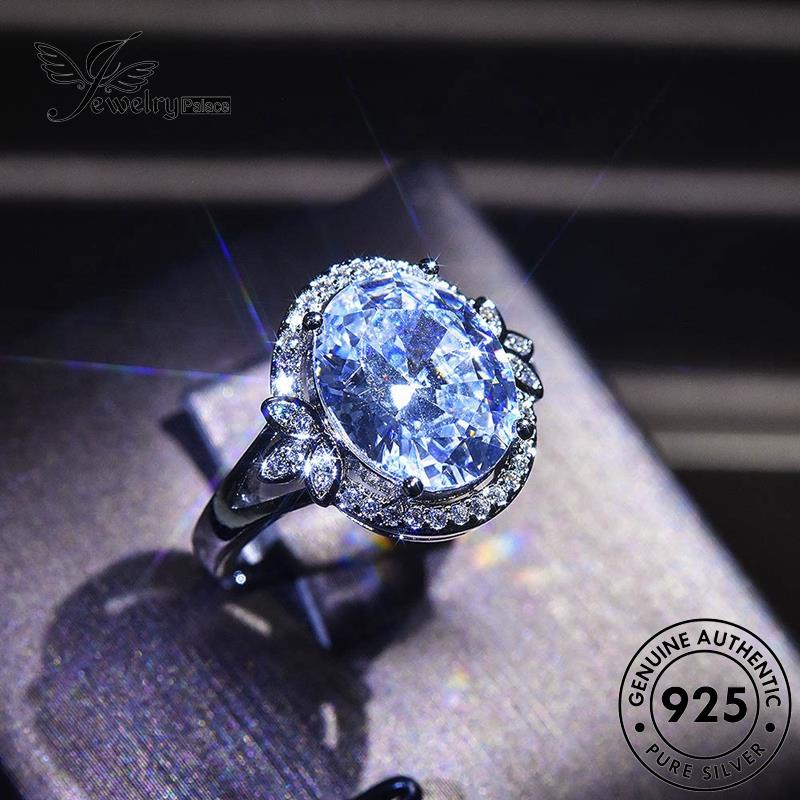 JEWELRYPALACE Asli Cincin korea Silver Murni Fashion Kawin Sterling Original Perhiasan 925 Silver Diamond Aksesori Oval Nikah Wanita Perak Moissanite R465