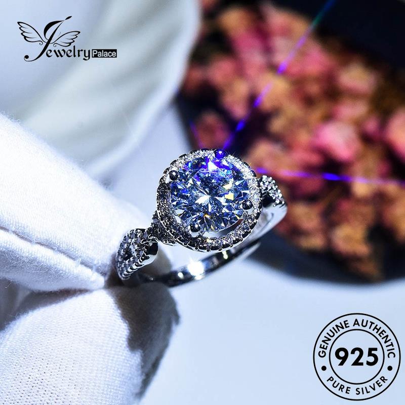 JEWELRYPALACE Perhiasan Nikah Murni Original Cincin Moissanite Asli Sterling Kawin Perak Fashion Round 925 Silver korea Silver Wanita Aksesori Diamond R467