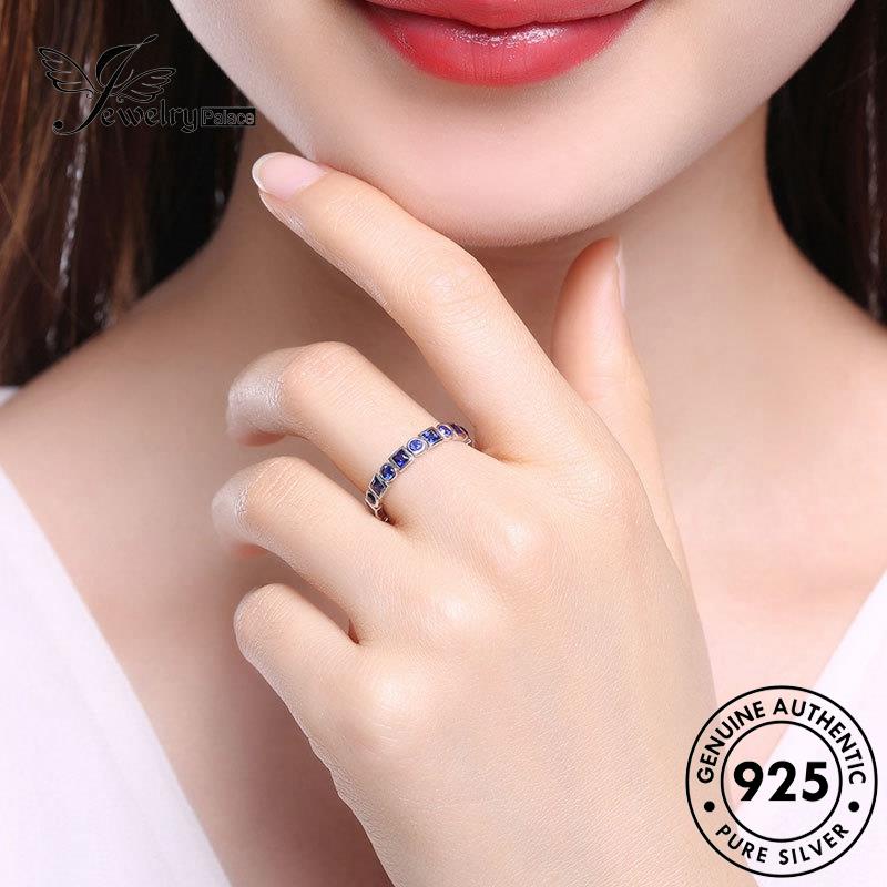 JEWELRYPALACE Asli Sapphire Sterling Wanita Perak Kawin Aksesori Perhiasan Nikah Personality Original korea 925 Geometry Murni Silver Silver Cincin R593