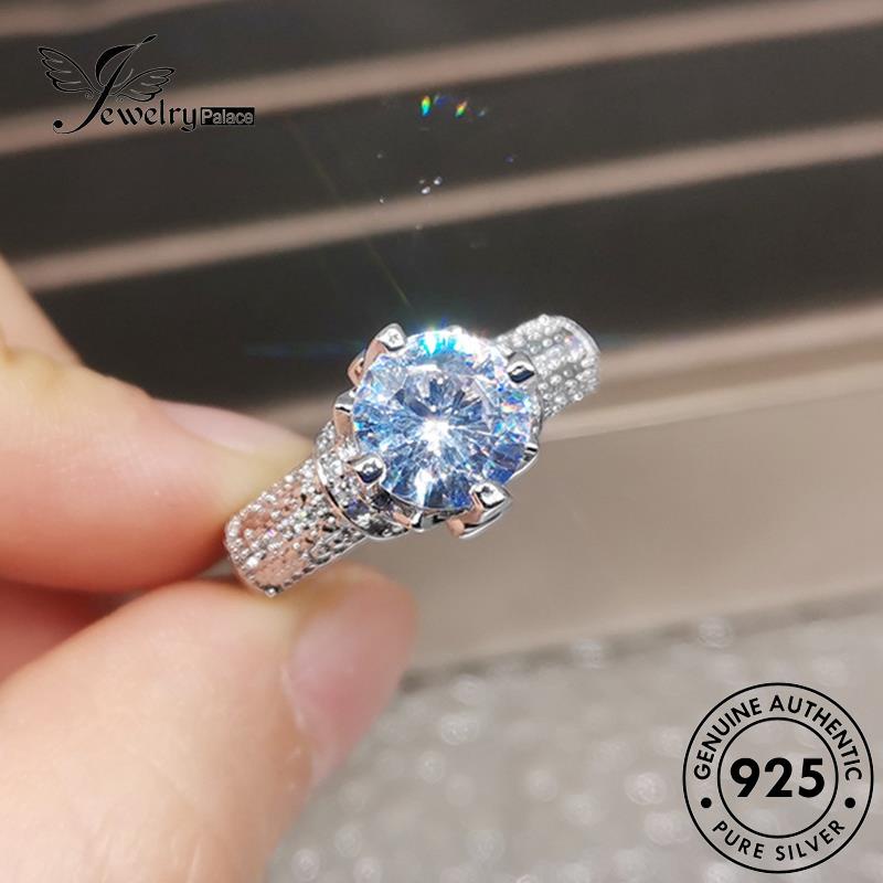 JEWELRYPALACE korea Perhiasan Original 925 Cincin Moissanite Silver Diamond Perak Wanita Nikah Murni Kawin Fashion Sterling Asli Petals Silver Aksesori R763