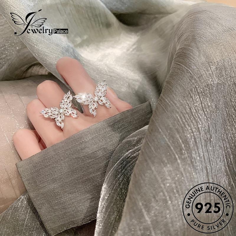 JEWELRYPALACE Butterfly Moissanite Temperament Perak Asli Murni Diamond Silver Aksesori Kawin Cincin Silver Perhiasan Sterling 925 Nikah Original korea Wanita R791