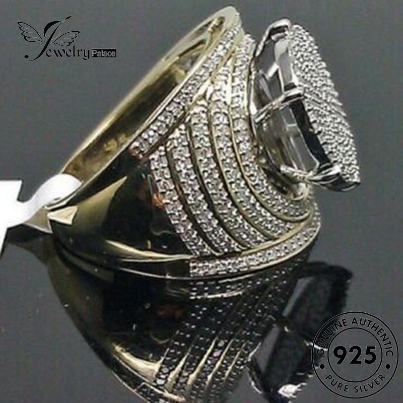 JEWELRYPALACE 925 Cincin Perhiasan Aksesori Round Moissanite Silver Silver Gold Original Nikah Perak Classic korea Murni Asli Sterling Wanita Kawin Diamond R866