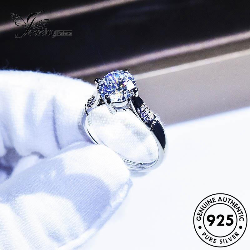 JEWELRYPALACE Perak Claws Sterling 925 Silver Cincin Murni korea Diamond Perhiasan Four Moissanite Asli Original Nikah Kawin Classic Aksesori Wanita Silver R1010