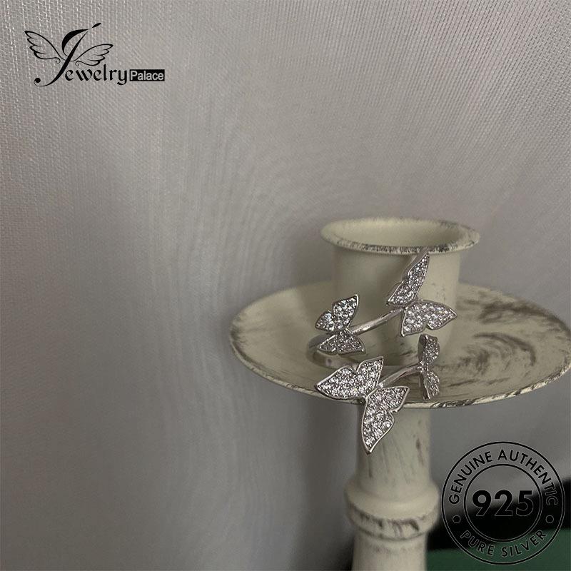 JEWELRYPALACE Creative Wanita Silver Butterfly Aksesori Original Asli Silver Cincin Nikah korea 925 Diamond Perhiasan Kawin Moissanite Perak Sterling Murni R1015