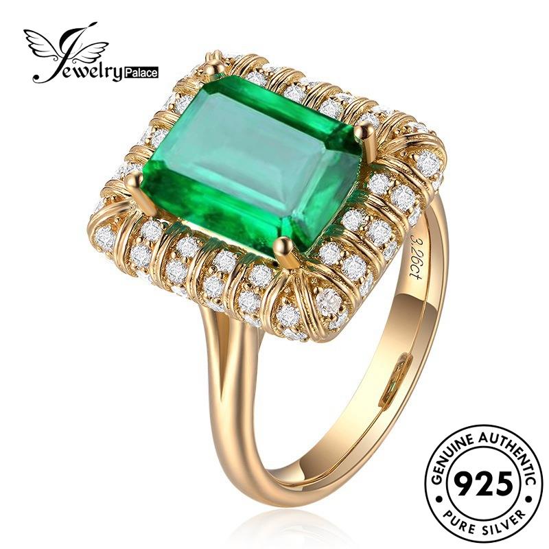 JEWELRYPALACE Retro Kawin Perak Square Aksesori Sterling Emerald Silver Murni Original korea Silver Perhiasan Cincin Wanita 925 Asli Nikah R951