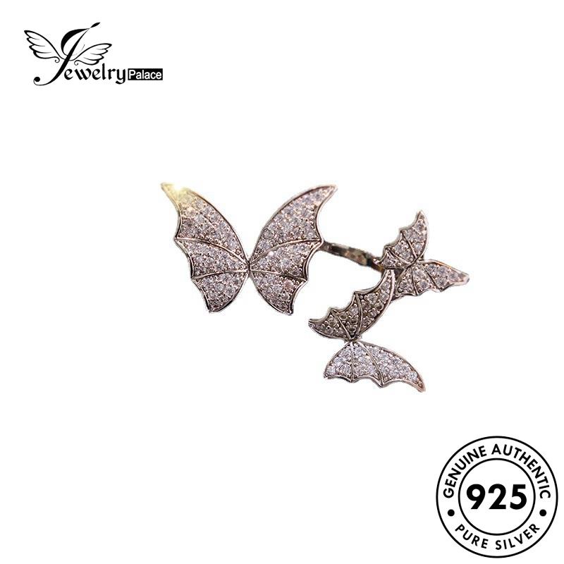 JEWELRYPALACE Sterling Original Classic Butterfly Moissanite Aksesori Perak Kawin Wanita Cincin Murni Perhiasan korea Silver Diamond 925 Silver Asli Nikah R1300