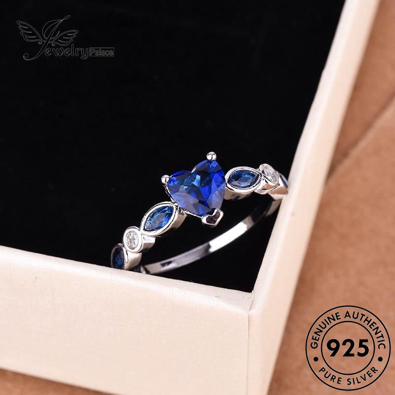 JEWELRYPALACE Silver Cincin Sterling Perak 925 Original Personality Murni korea Asli Emerald Kawin Perhiasan Aksesori Leaf Wanita Nikah Silver R1086