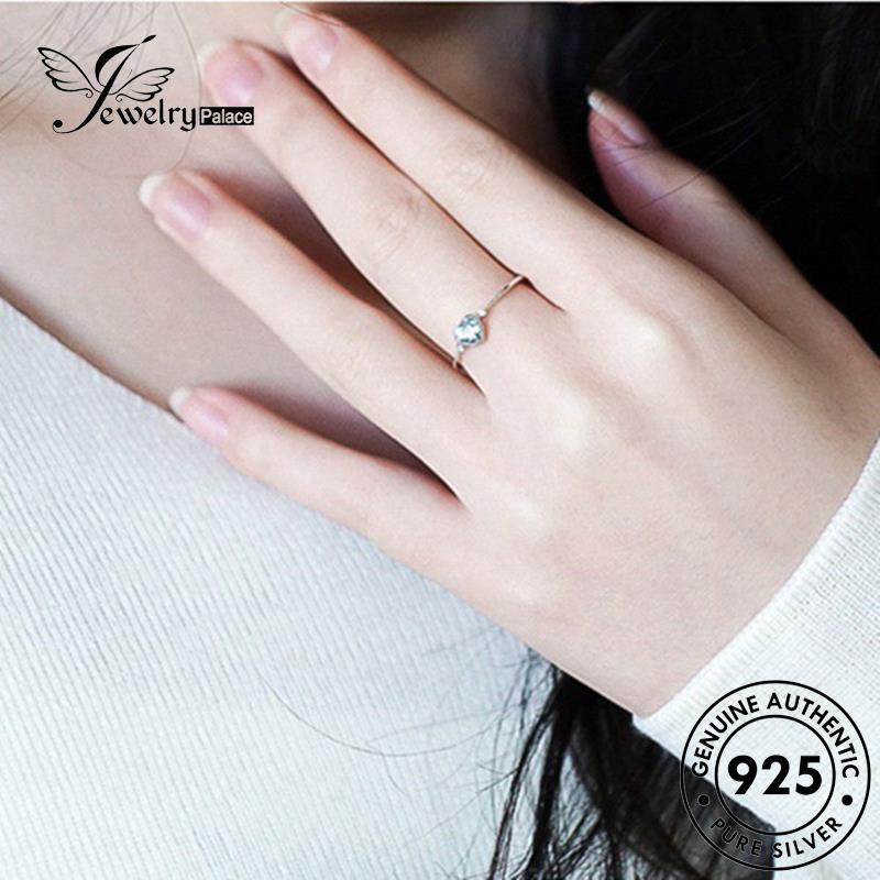 JEWELRYPALACE Love Original Wanita Aksesori Silver Murni 925 Aquamarine Perak korea Perhiasan Kawin Nikah Asli Sterling Silver Cincin Classic R1655