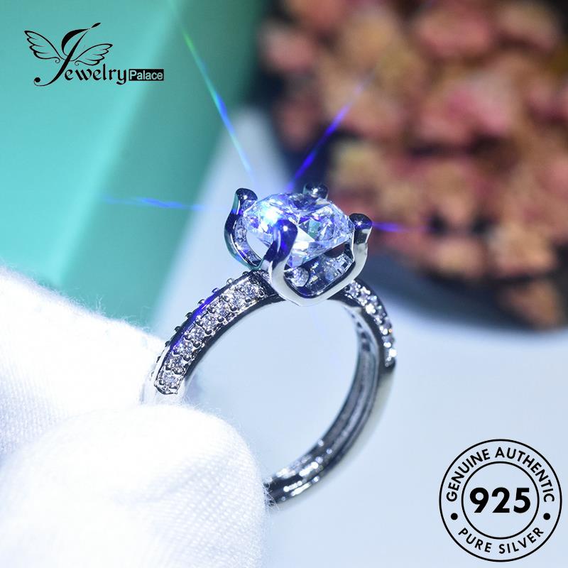 JEWELRYPALACE Moissanite Aksesori Classic Perhiasan Silver Original Cincin Murni Perak Kawin Nikah Horn Diamond Wanita 925 korea Asli Sterling Silver R1713