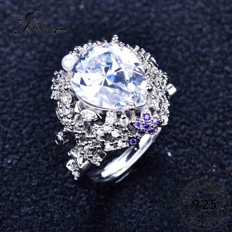 JEWELRYPALACE Cincin Pink Perhiasan Asli Diamond Aksesori Wanita korea Drop Silver Perak Silver Shape 925 Original Murni Nikah Personality Crystal Kawin Sterling R1878