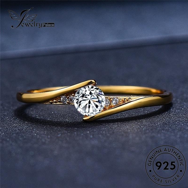 JEWELRYPALACE Kawin Wanita Nikah Asli Silver 925 Murni Diamond Original Aksesori Gold Perak Moissanite korea Cincin Silver Perhiasan Simple Sterling R1903