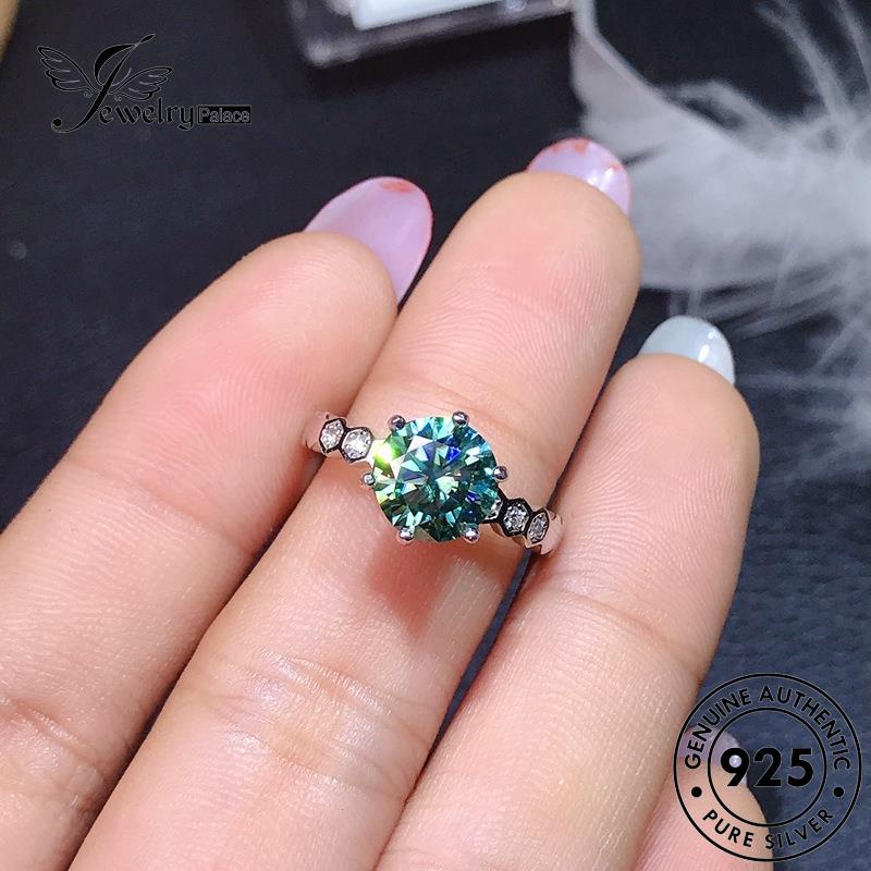 JEWELRYPALACE Kawin korea Original Sterling Classic Aksesori Perhiasan Silver Nikah 925 Perak Cincin Silver Aquamarine Murni Asli Wanita R1915