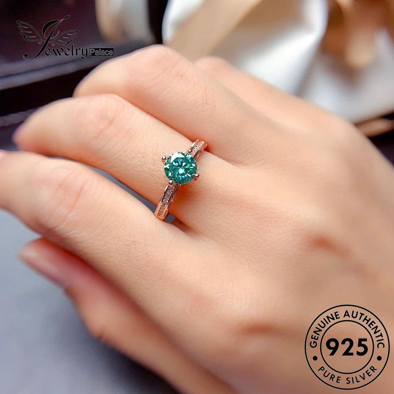 JEWELRYPALACE Silver Nikah Wanita Asli korea 925 Murni Sterling Aksesori Gold Classic Silver Perak Emerald Original Perhiasan Kawin Cincin R1956