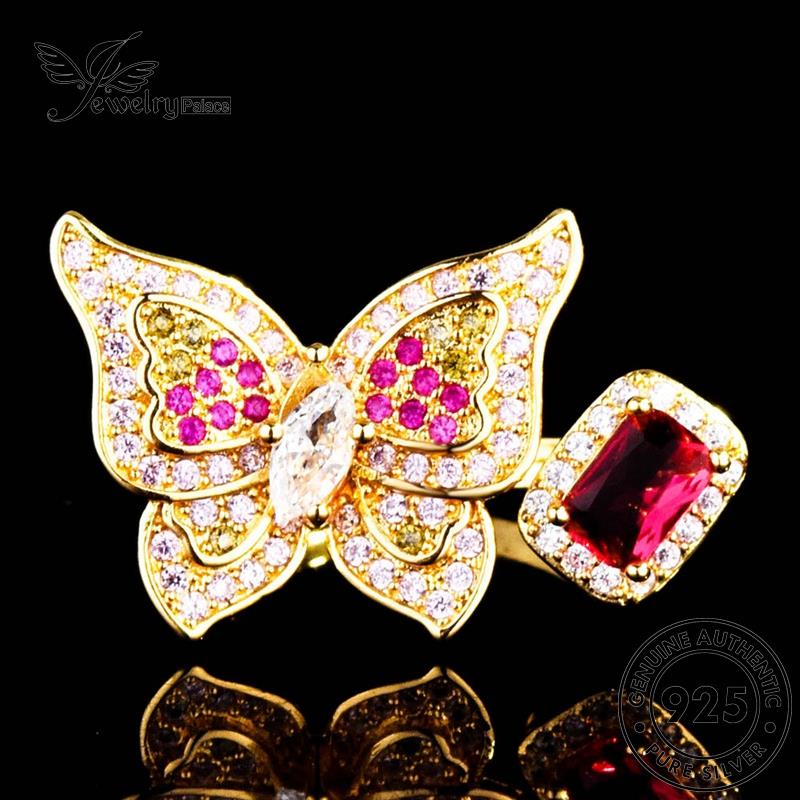 JEWELRYPALACE korea Silver Asli Kawin Perhiasan Sterling Butterfly Ruby Original Aksesori Creative Murni Perak Wanita 925 Silver Cincin Nikah R1980