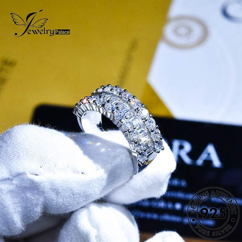 JEWELRYPALACE Diamond Aksesori Wanita Original Perhiasan Sterling Simple 925 Perak korea Moissanite Single Kawin Nikah Silver Silver Asli Row Cincin Murni R1993