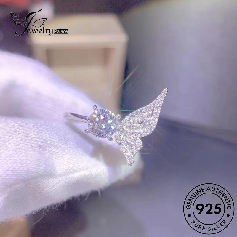 JEWELRYPALACE Sterling Perak Wanita Cincin Original Murni Silver Wings Fashionable Silver korea 925 Asli Perhiasan Kawin Nikah Aksesori Moissanite Diamond R2060