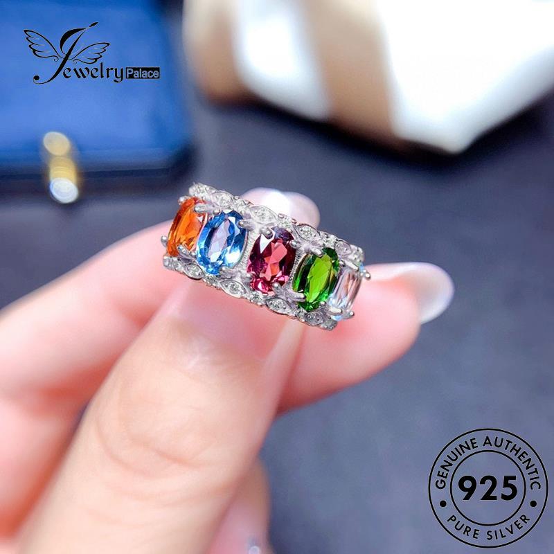 JEWELRYPALACE Murni Wanita Cincin Personality Color Sterling Perhiasan 925 Gold Silver Aksesori Kawin Ruby Original Asli Silver korea Nikah Perak R2114