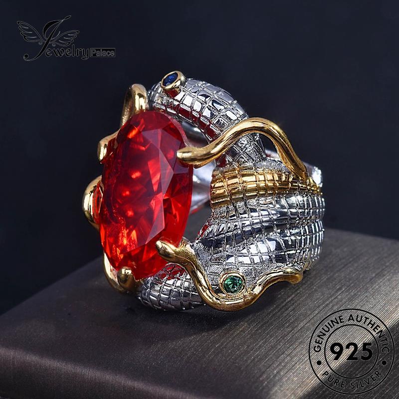 JEWELRYPALACE Original Silver Ruby Perhiasan Silver Aksesori Wanita Snake Retro Cincin Murni Perak Nikah Kawin Asli korea 925 Sterling R2126